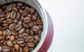 Closeup picture of coffee bean grinder and coffee bean Royalty Free Stock Photo