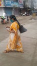 Closeup picture of middle aged working woman, India