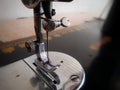 Closeup picture of sewing machine& x27;s niddle Royalty Free Stock Photo