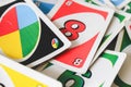 closeup picture of uno card collection