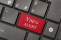 Closeup picture of Virus Alert button of a modern keyboard