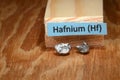 Closeup on a piece of the periodic element No.72 Hafnium