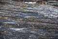 Closeup of piece of wooden beam of house demolished