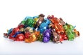 Closeup pile assorted christmas chocolates