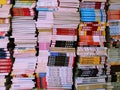 closeup of a pile of chinese books at a library in Wuhan city china