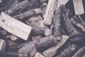 Closeup of a pile of chopped wood Royalty Free Stock Photo