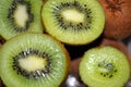 Closeup of a pile of cut kiwi fruits Royalty Free Stock Photo
