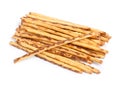 Closeup of a pile of delicious pretzel sticks