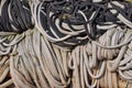 Closeup of a pile of fishing ropes