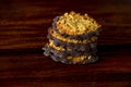 Closeup of a pile of florentine biscuits on a wooden surface Royalty Free Stock Photo