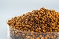 Closeup of a pile of fresh fish feed pellets Royalty Free Stock Photo