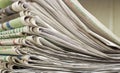 Closeup pile of newspaper