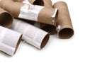 Closeup Pile of paper toilet roll , bath tissue emptiness Royalty Free Stock Photo