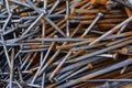 Closeup of pile of rusty nails