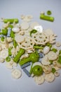 Closeup of a pile of scattered children\'s building blocks