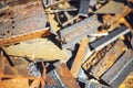 Closeup pile of scrap metal junk garbage Royalty Free Stock Photo