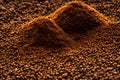 Closeup of pile of spices on the table under lights