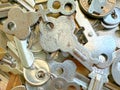 closeup of a pile of vintage keys with heavy texture Royalty Free Stock Photo