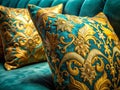 CloseUp Pillowcase Patterns A Macro Exploration of Exquisite Textile Designs Royalty Free Stock Photo