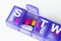 Closeup of pills box isolated Royalty Free Stock Photo