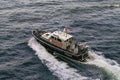 Closeup of Pilot fast boat in San Pedro harbor, Los Angeles, USA Royalty Free Stock Photo