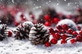 A Closeup of Pine Cones Against a Snowy Surface