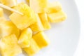 Closeup Pineapple slices on white background Royalty Free Stock Photo