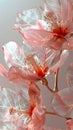 Closeup of a pink blossom with a red center on a twig Royalty Free Stock Photo