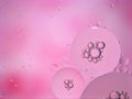 Closeup pink bubbles oil abstract background ,oil droplets and shiny Royalty Free Stock Photo
