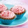 Closeup of pink chocolate cupcake bonbons