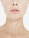 Closeup Of Pink Lips And Neck