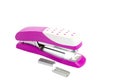 Closeup pink stapler office Royalty Free Stock Photo