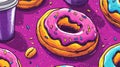 A Closeup of a Pink and Yellow Glazed Donut with Sprinkles Royalty Free Stock Photo