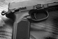 Pistol Handgun Closeup Trigger for Shooting Self Defense or Military