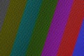 Closeup pixels of LCD TV screen with color bars is a television test pattern