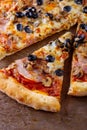 Closeup pizza. Traditional homemade italian food