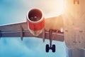 Closeup of a plane at landing Royalty Free Stock Photo