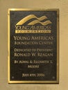 Closeup, Plaque for Young America\'s Foundation, Santa Barbara, California