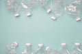 Closeup plastic bottles  recycle empty on light blue background concept Royalty Free Stock Photo