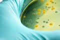 Closeup for plate Bacteria culture growth on Selective media Royalty Free Stock Photo