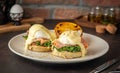Closeup of a plate of eggs benedict Royalty Free Stock Photo
