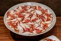 closeup of a plate with spanish serrano ham. Royalty Free Stock Photo
