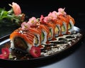 Closeup of Sushi Sauce Flowers with Product Singularities