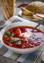 Closeup plate with ukranian borsh