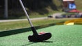 Closeup of player play mini golf Royalty Free Stock Photo