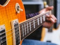 Closeup of playing the electric guitar Royalty Free Stock Photo