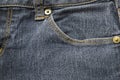 Closeup pocket on blue denim jean and button