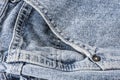 Closeup of pocket of blue jeans