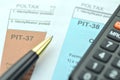 Closeup of polish tax forms Royalty Free Stock Photo