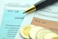 Closeup of polish tax forms Royalty Free Stock Photo